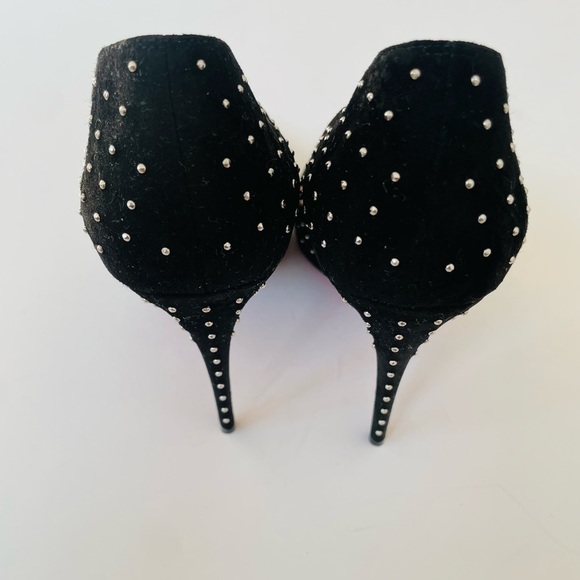Christian Louboutin Black Suede leather Hot Chick 100mm studded plume pumps EU37 - Picture 5 of 9